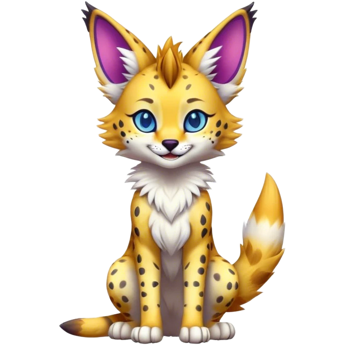 Cute Kawaii Epic Colorful Sergal-Serval-Vernid full body emoji