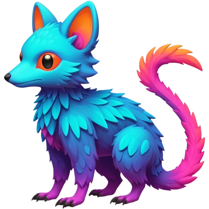 futuristic lush warm-colored neon-colored Fakémon-Trico-creature (full body) emoji