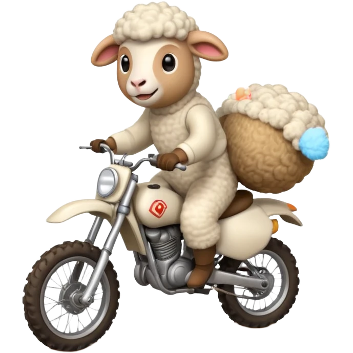 cartoon sheep on a dirt bike jumping emoji