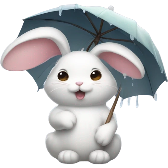 Cute bunny with a rainclod emoji