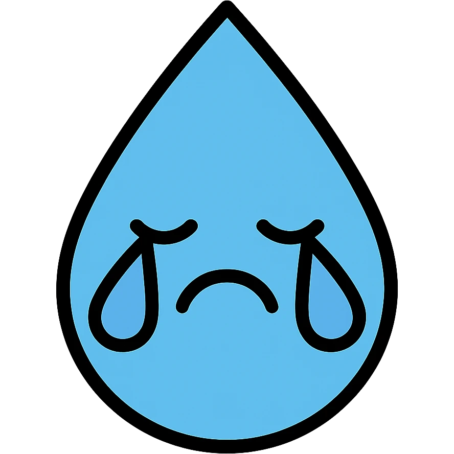 colored icon of a water droplet crying emoji
