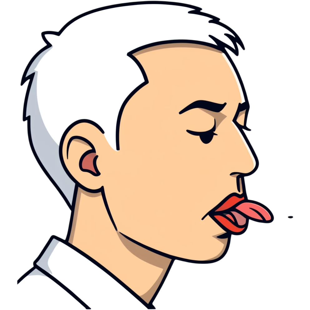 profile view of a man sticking his tongue out emoji