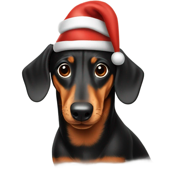 Dachshund wearing Santa hat emoji