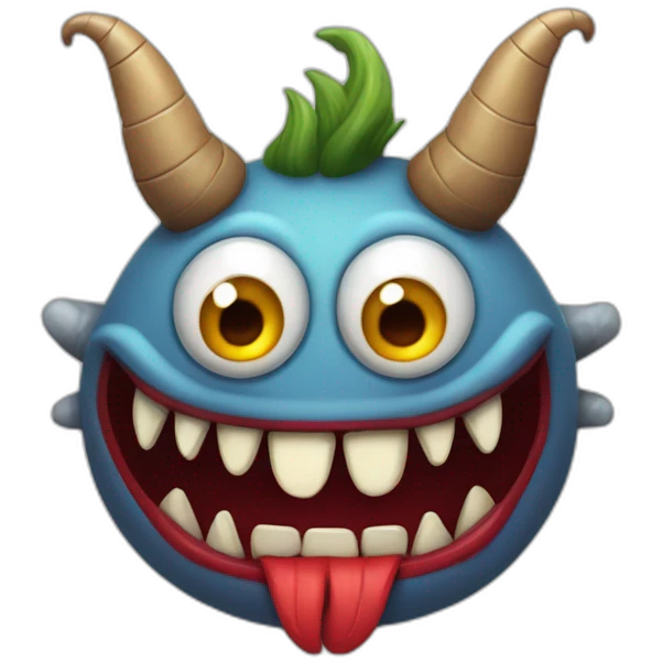 Monstre avec des cornes et un sourire rouge emoji