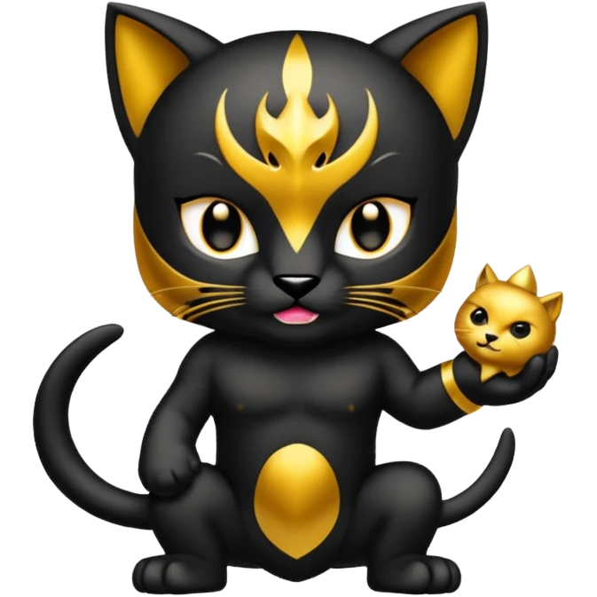 Pantera negra. Con una v en la frente de tamaño pequeño y color dorado emoji