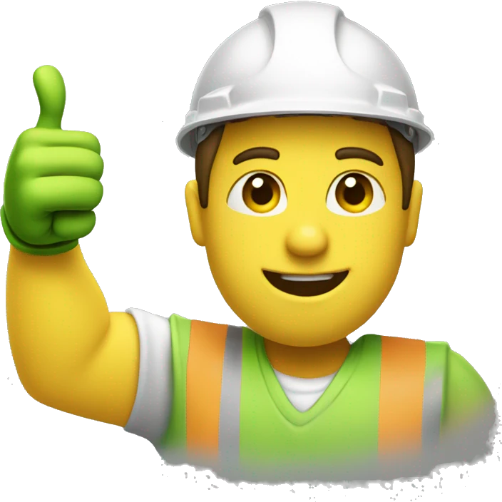 a construction worker doing thumbs up with a green helmet and a yellow shirt emoji