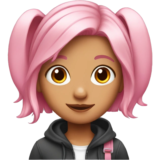Girl pink hair with cute Rabbit ears emoji