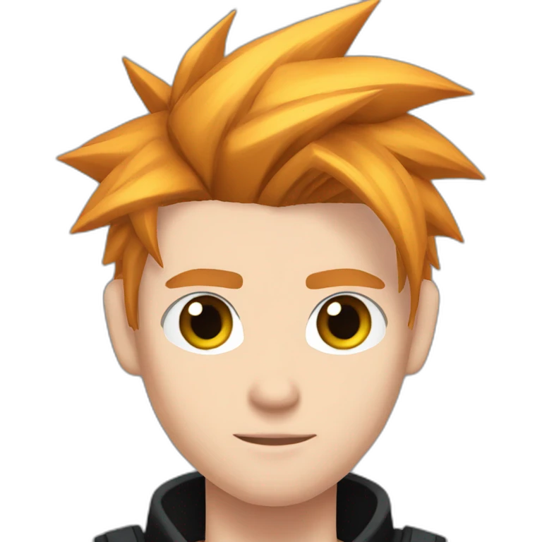 Cloud strife with ginger hair. Eyebrow piercing left eye. Black clothes emoji