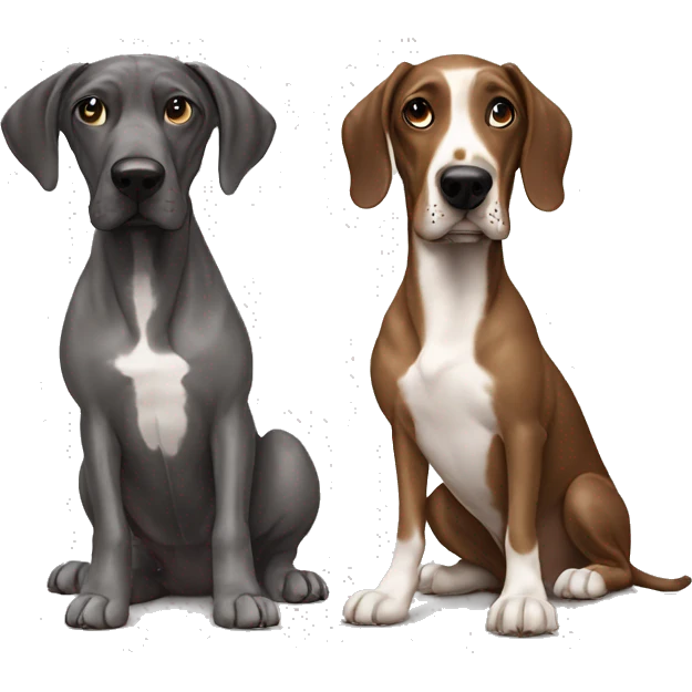 Great Dane and weiner dog by each other emoji