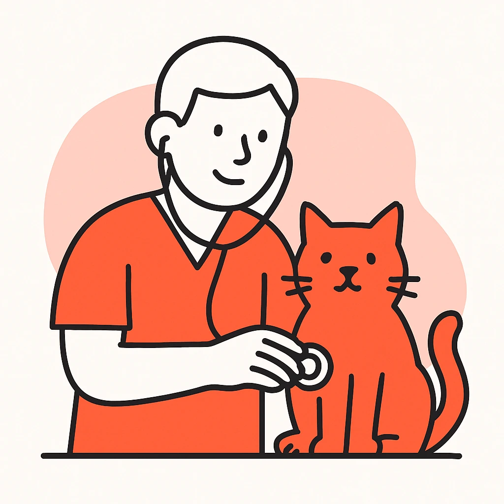 veterinarian examining a cat emoji