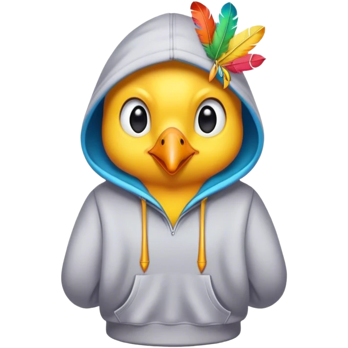 Bird wearing a hoodie emoji