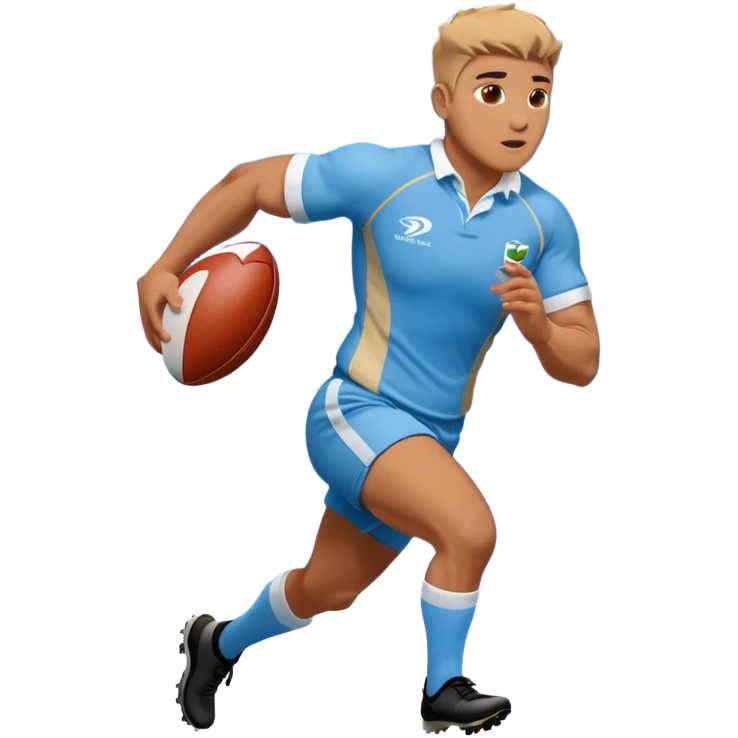 A rugby player running with the ball in sky blue kit emoji