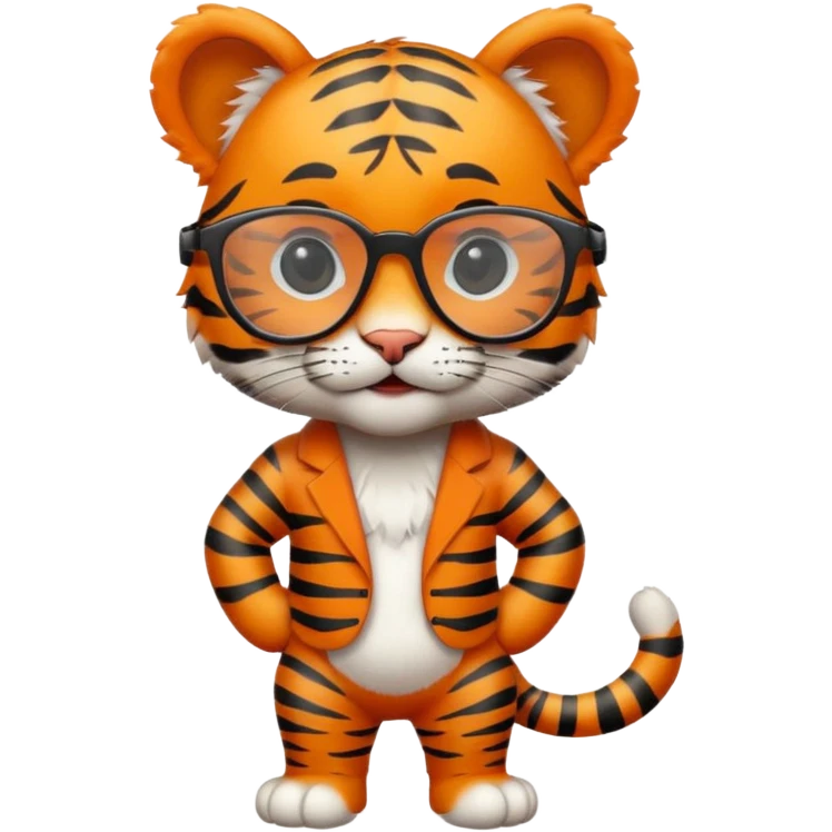 Orange Tiger cub with cool glasses., standing
 emoji