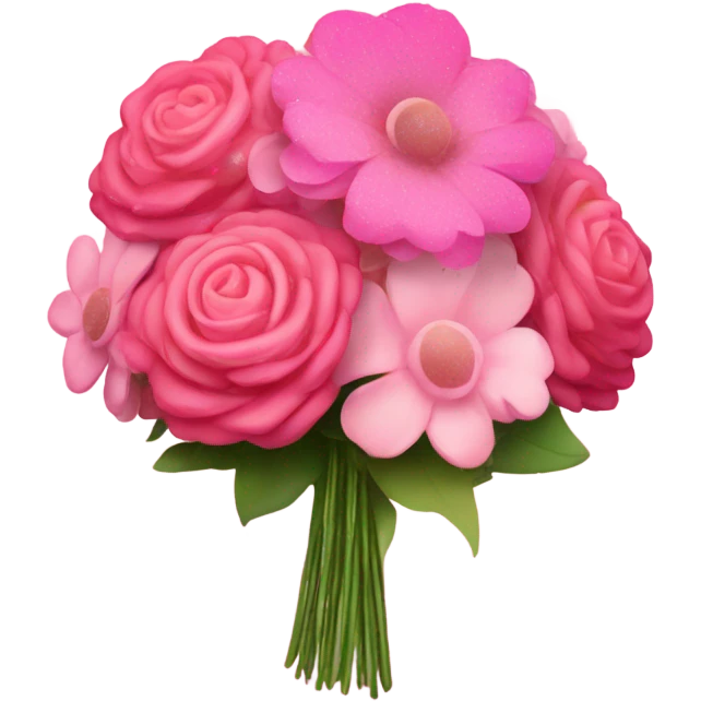 Pink ombre bouquet of flowers with glitter  emoji