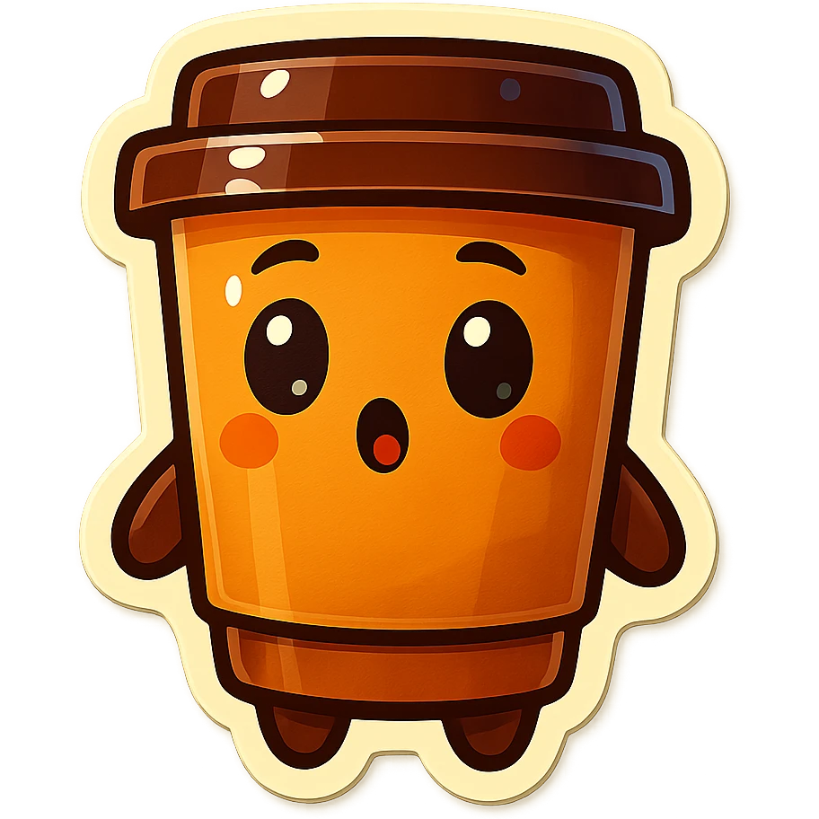 Tall coffee cup, intrigued emoji