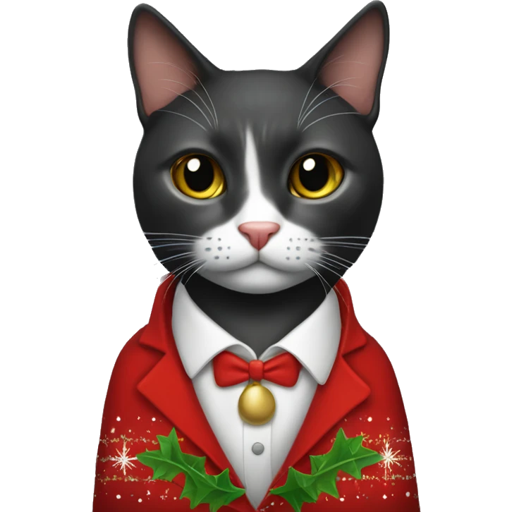 Gato negro con traje de navidad emoji