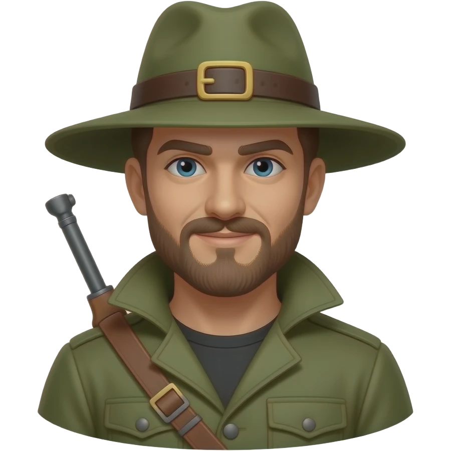 man in hunter Halloween costume bust size emoji