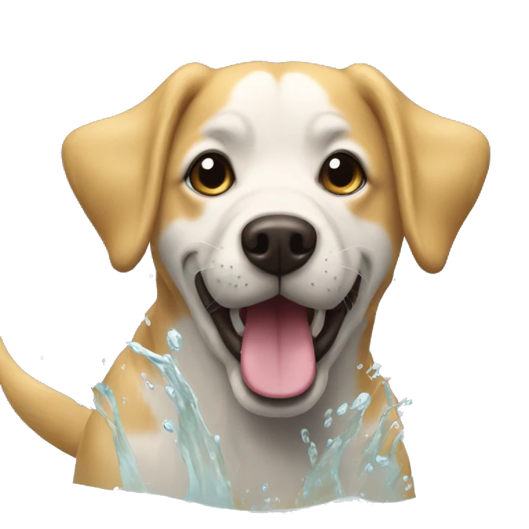 perro golden nadando en agua emoji