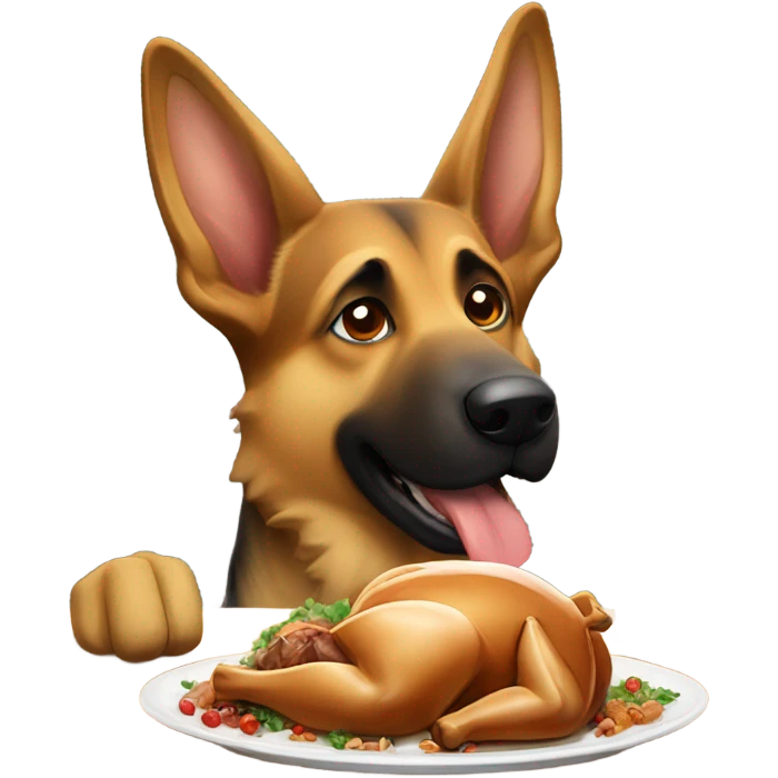 German Shepherd  eating turkey emoji
