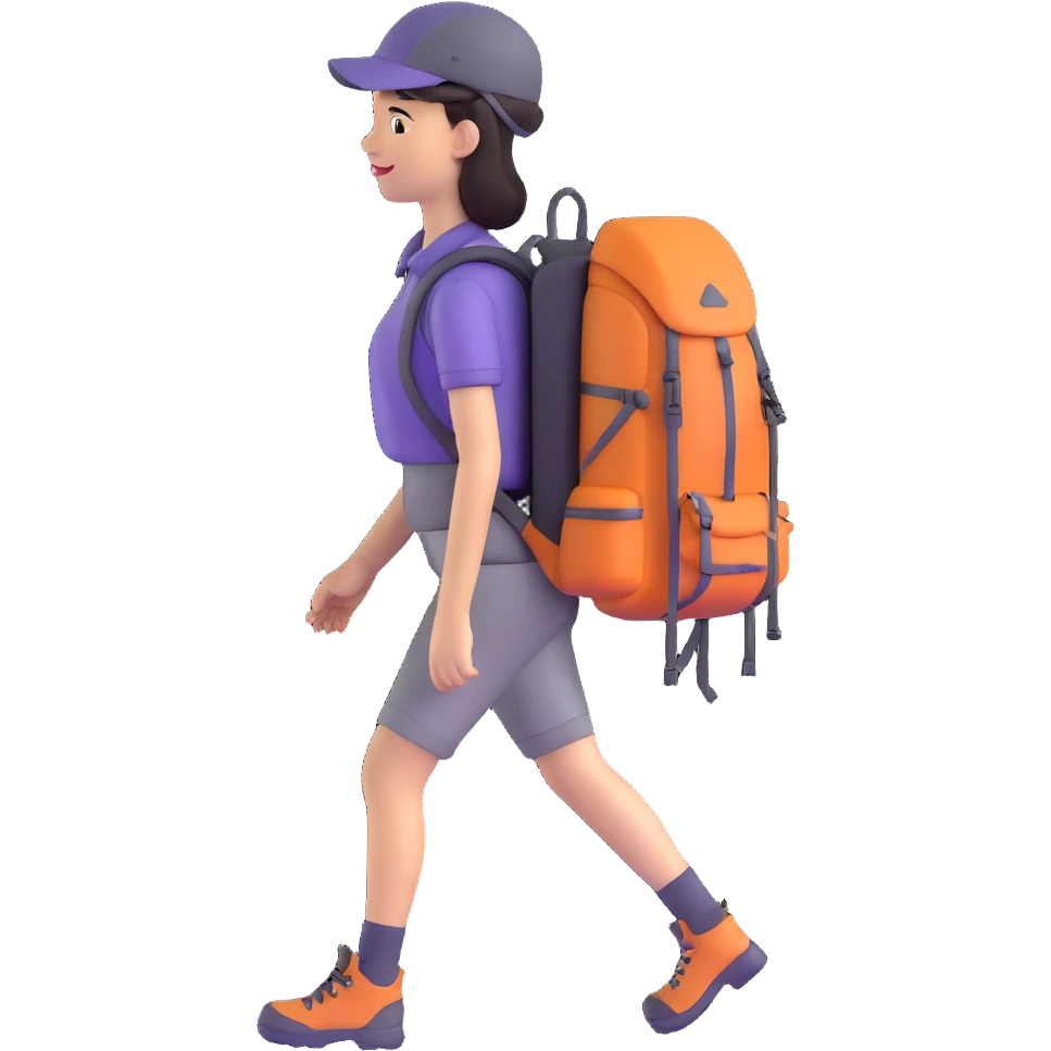 woman with hiking backpack emoji