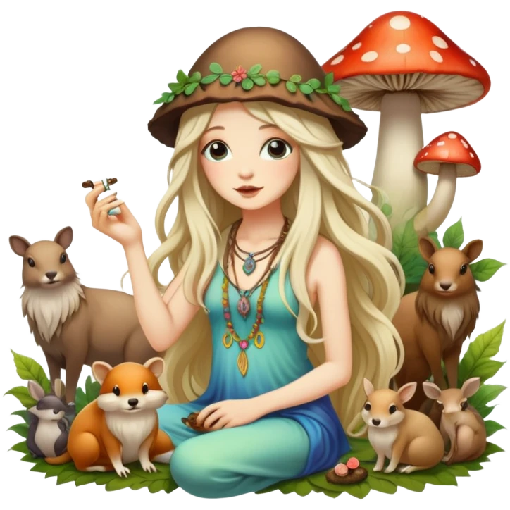 mushroom, hippie, fairy, smoking, animals  emoji