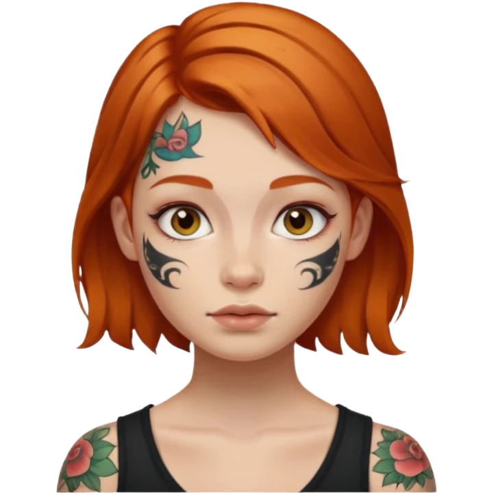 ginger hair and little face tattoo pirate girl emoji