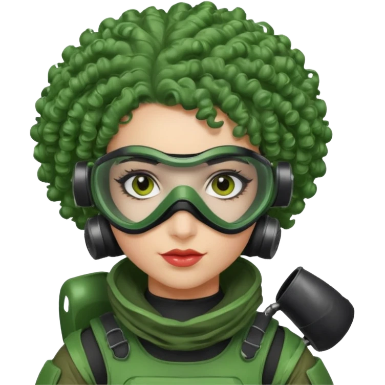 green curly haired painitball player with big earrings emoji