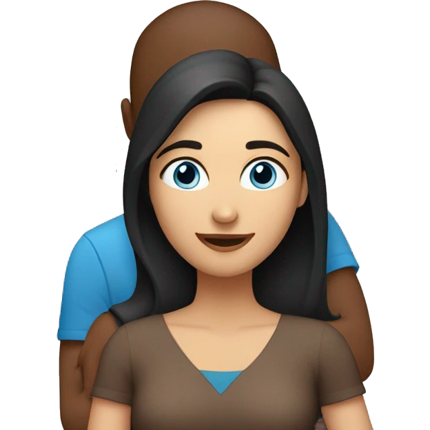 Couple embracing with arms around each other; white woman with blue eyes and brown hair, Indian man with black hair  emoji