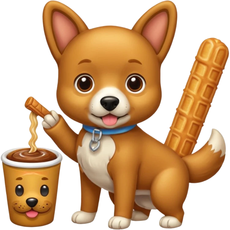 Un perrito viendo un churro emoji