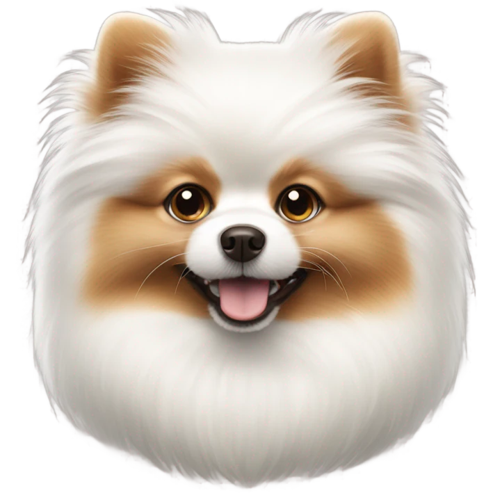 Fluffy white Pomeranian with brown ears emoji