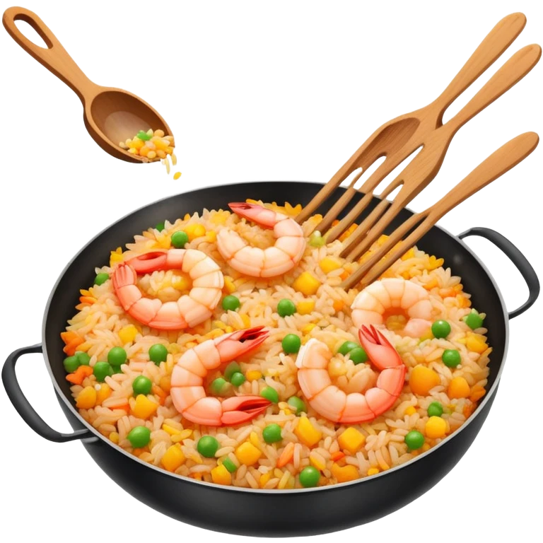 A shrimp making fried rice  emoji
