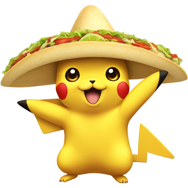 Pikachu holding a taco emoji