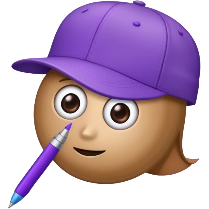 A plastic brown ball cap and the long rectangle purple. (With a pen) And looks like a BFDI style emoji
