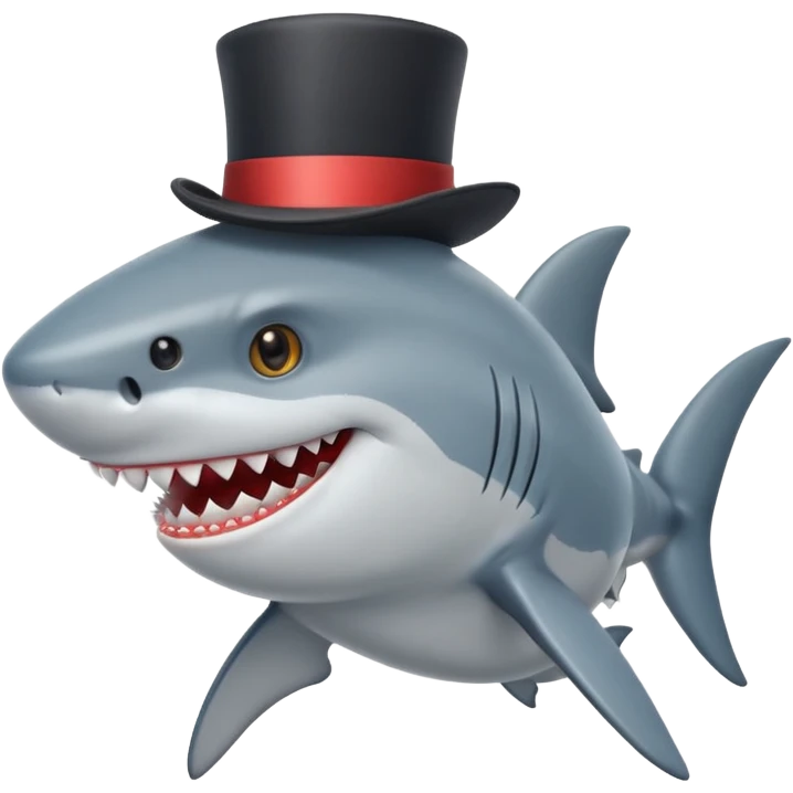 Shark with a top hat emoji