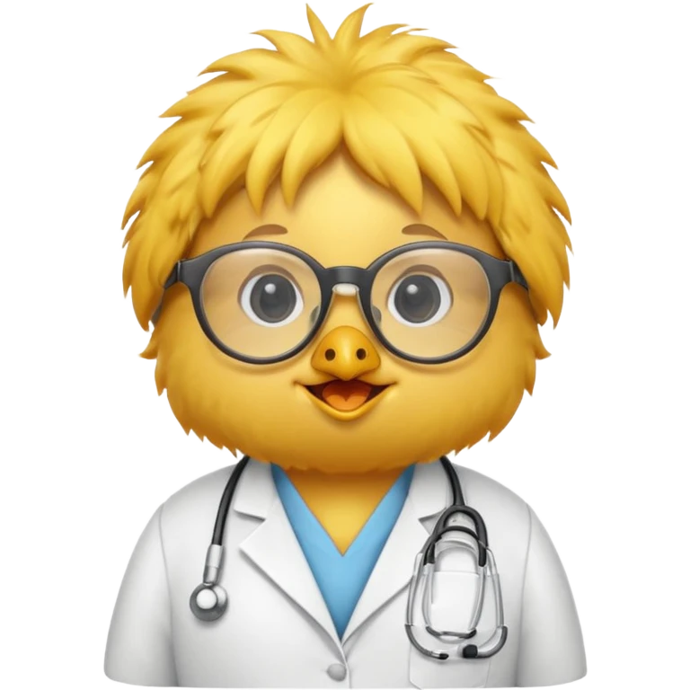 chick animal with glasses, wearing doctor uniform emoji
