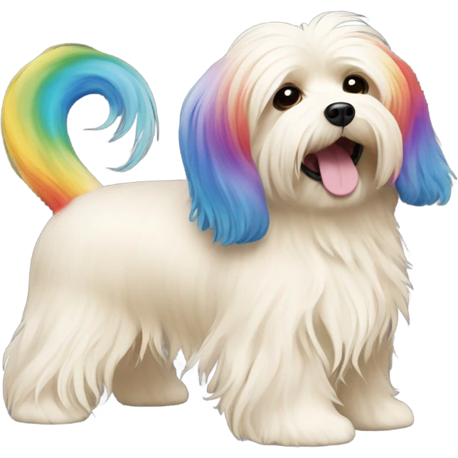 Cream colored havanese with RAINBOW TAIL (NOT RAINBOW EARS) emoji