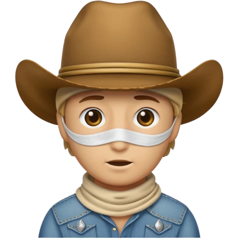 emoji with right eye bandaged with a cow boy hat emoji