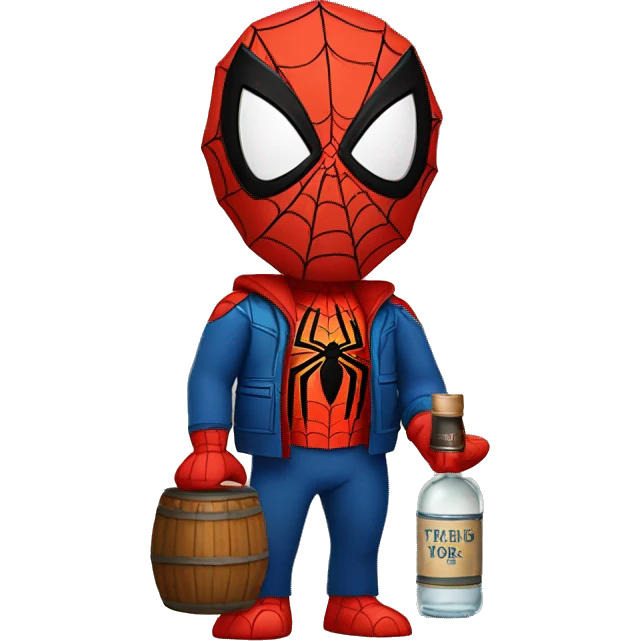 spider man holding a bottle of whiskey  emoji
