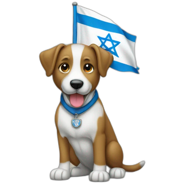 un chien sur un drapeau d'Israël emoji