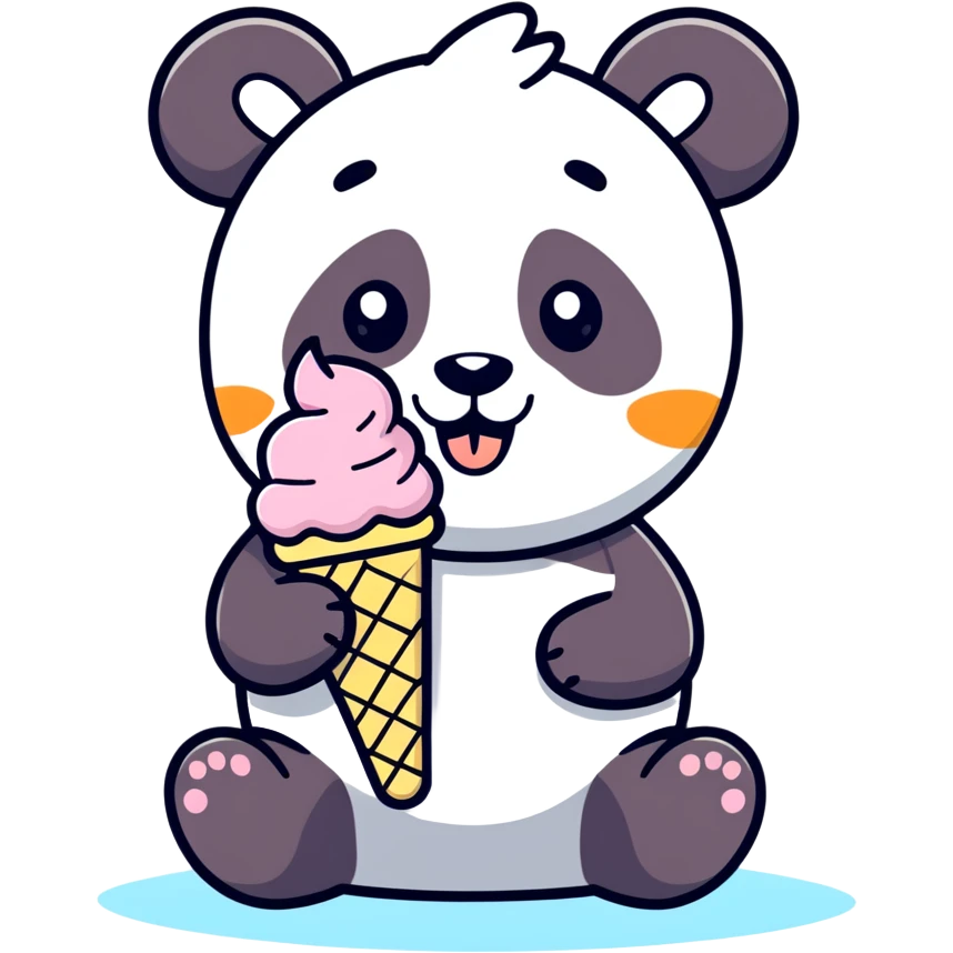 Panda eating ice cream emoji