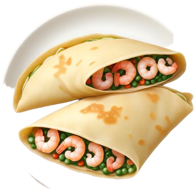 Bánh Xèo Cinematic Realistic Bánh Xèo Dish Emoji, depicted as a crispy, folded semi circle crepe filled with tiny shrimp and pork, rendered with dynamic textures and vibrant, appetizing lighting. emoji