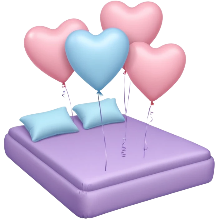 powder colored heart shaped balloons for bed emoji