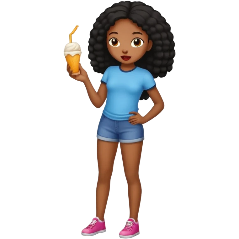 A black girl, naked showing full body licking pussy emoji