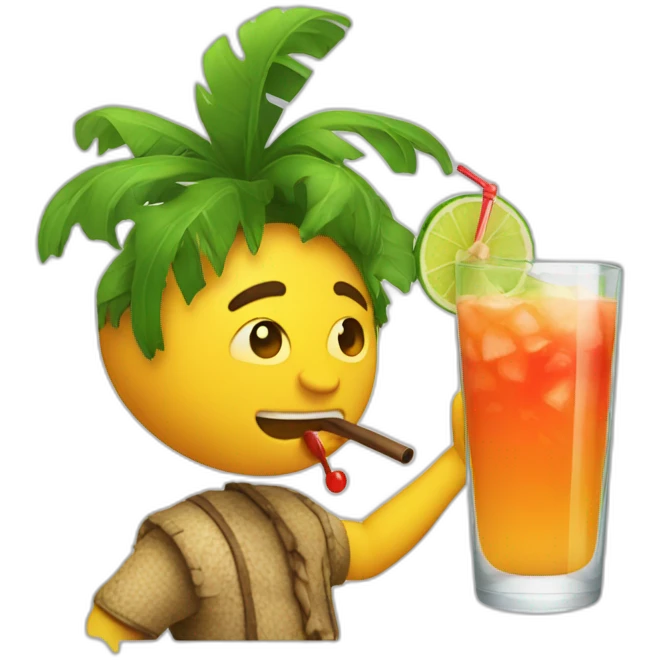 Funny man drinking cocktail island emoji