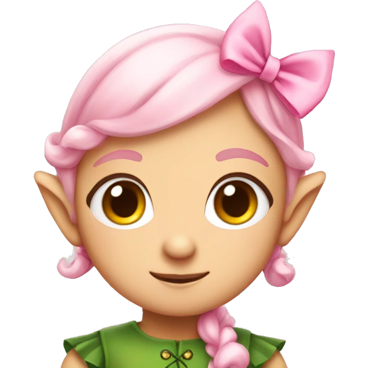 A cute elf with a pink bow emoji