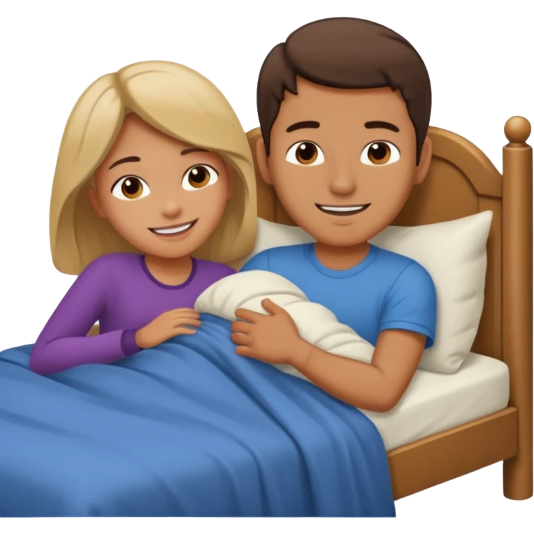 girl standing over a guy sleeping in bed emoji