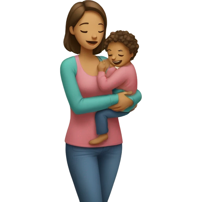 Mom holds the baby in her arms facing each other emoji