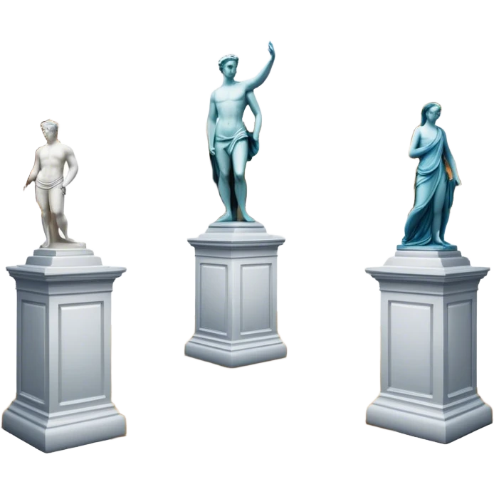 An icon featuring an elegant art gallery with classic paintings hanging on the walls, and sculptures displayed on pedestals. Visitors admire the exhibits, capturing the essence of culture, history, and art. Set against a transparent background. emoji