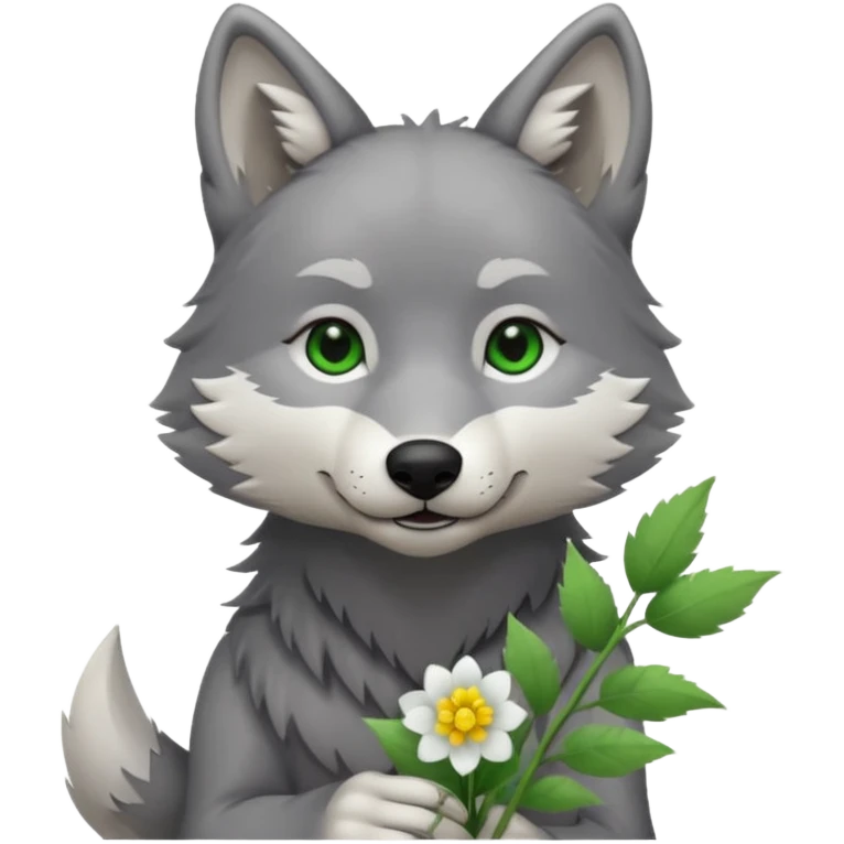 wolf holds flower emoji