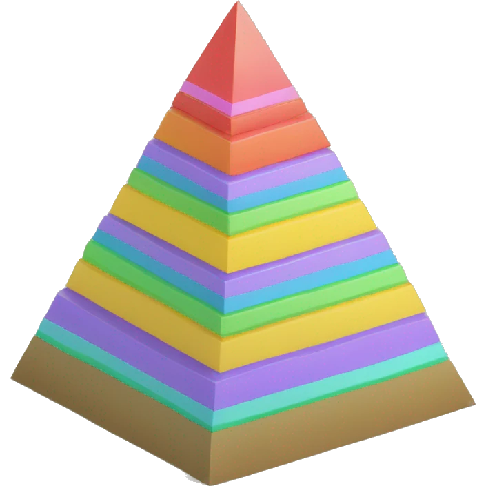 maslow pyramid in 3d isometric, colored with only five levels emoji